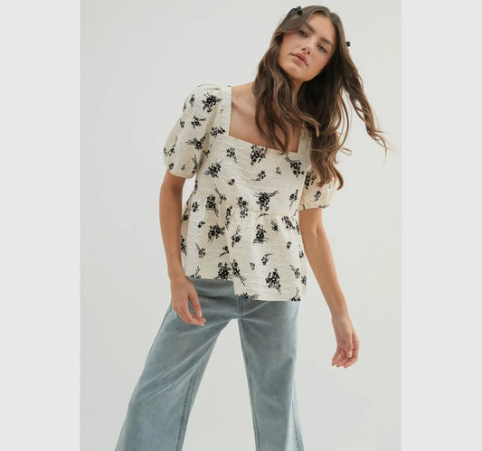 Textured Floral Blouse