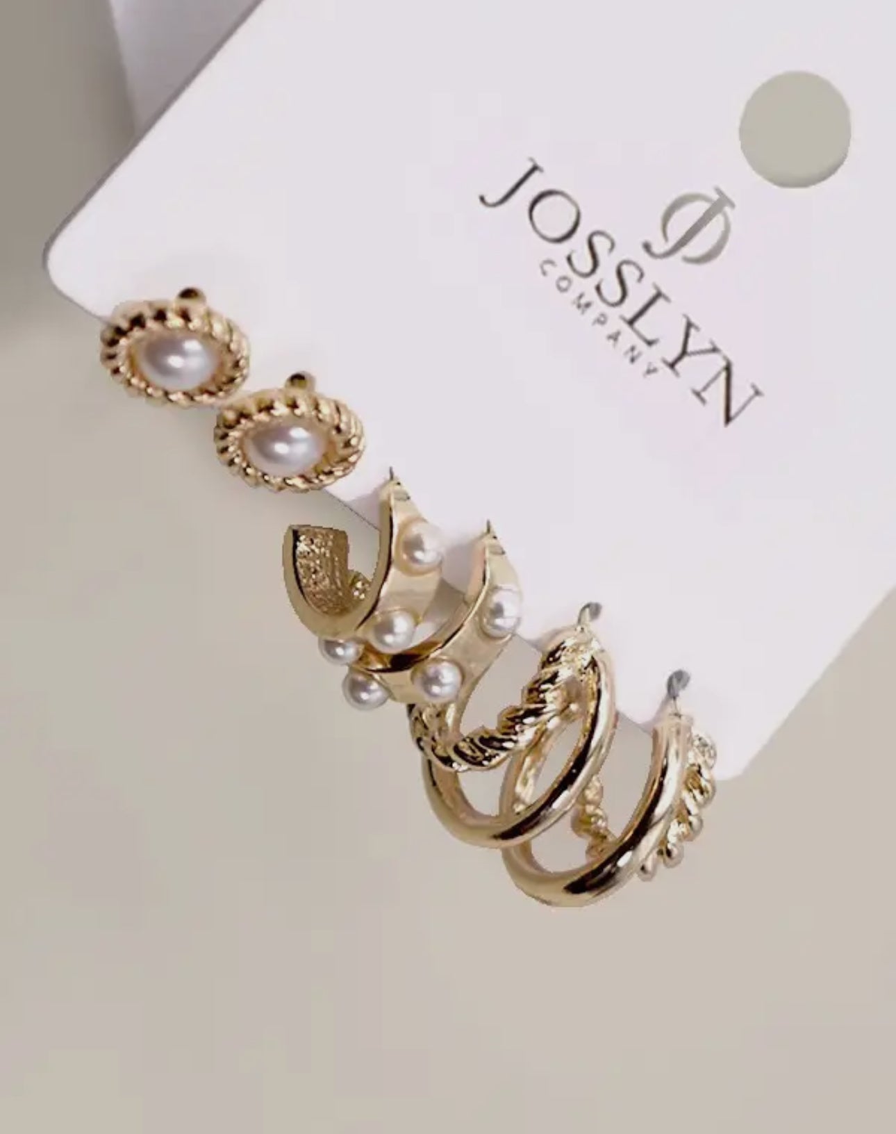 Gold Pearl Hoop Trio Earrings
