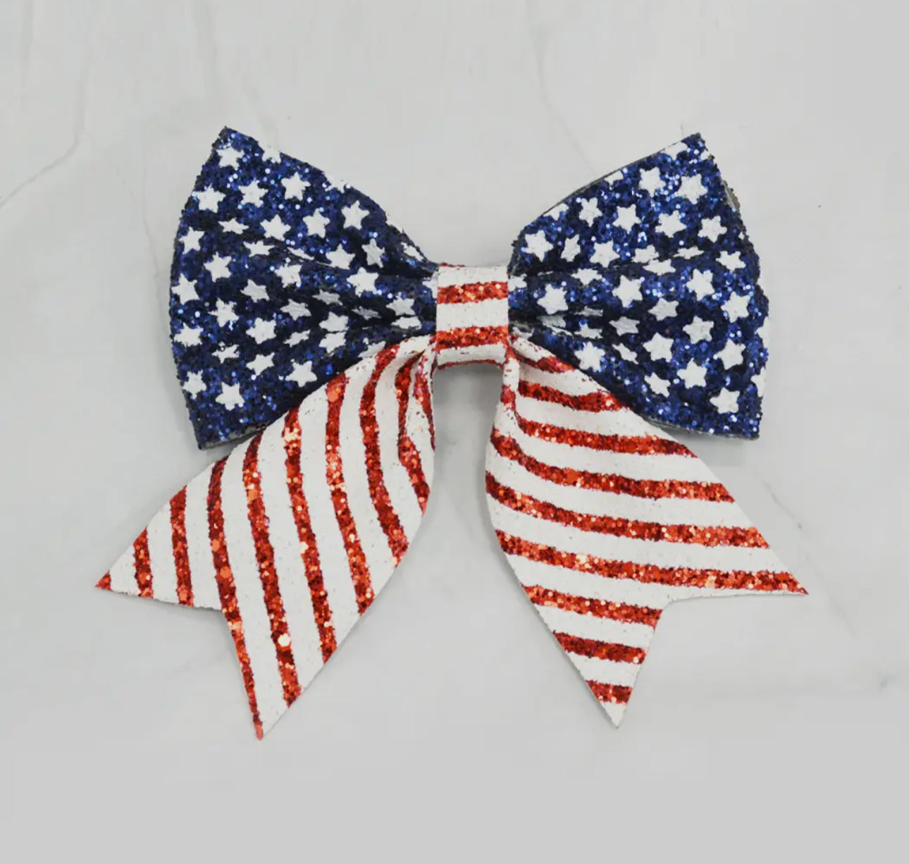 Flag Bow Glitter Clip