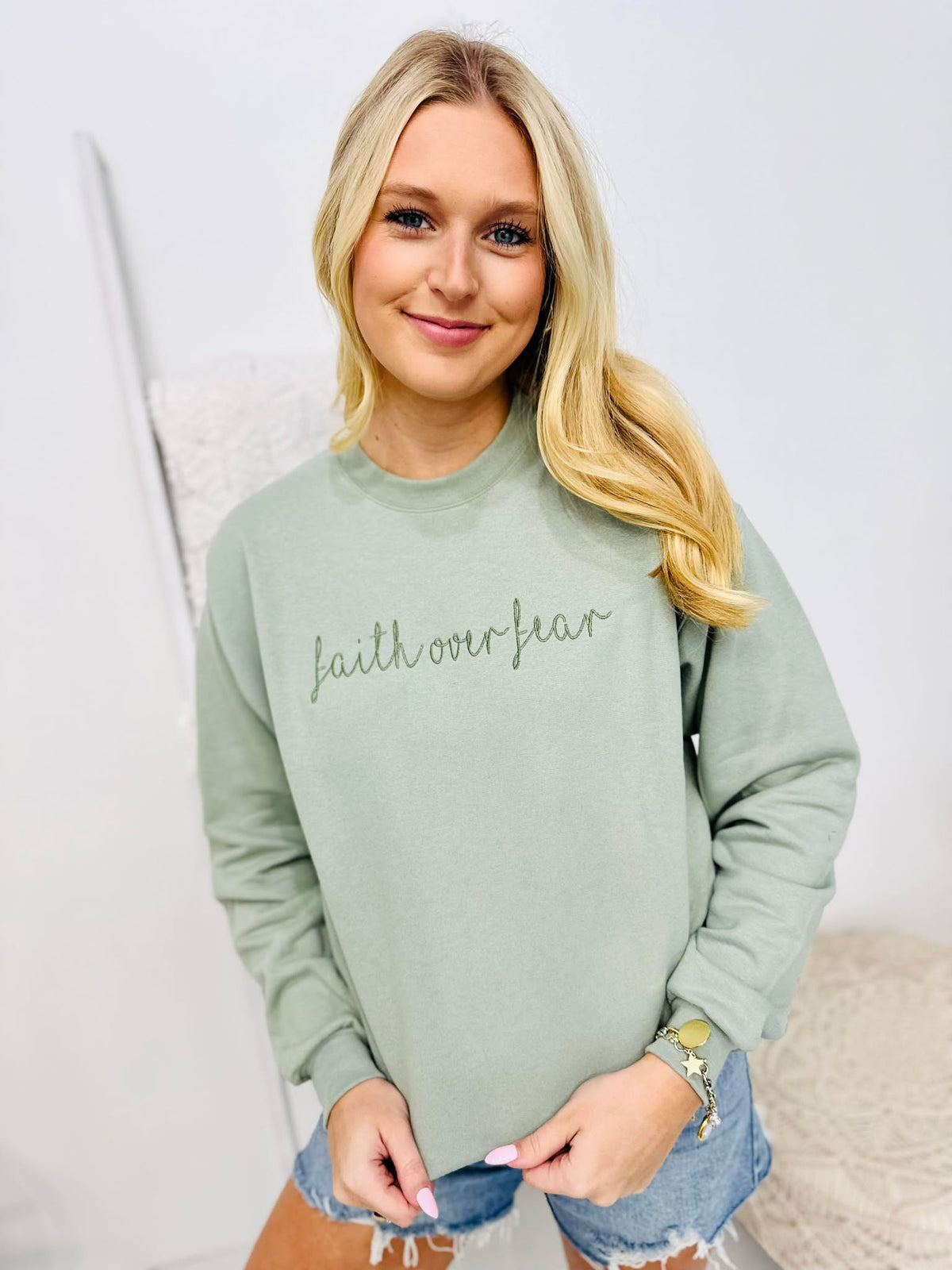 Christian Cursive Embroidered Sweatshirts