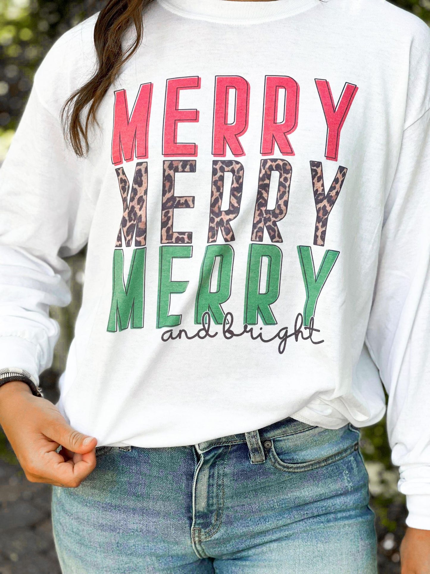 Leopard Merry And Bright Stacked Longsleeve