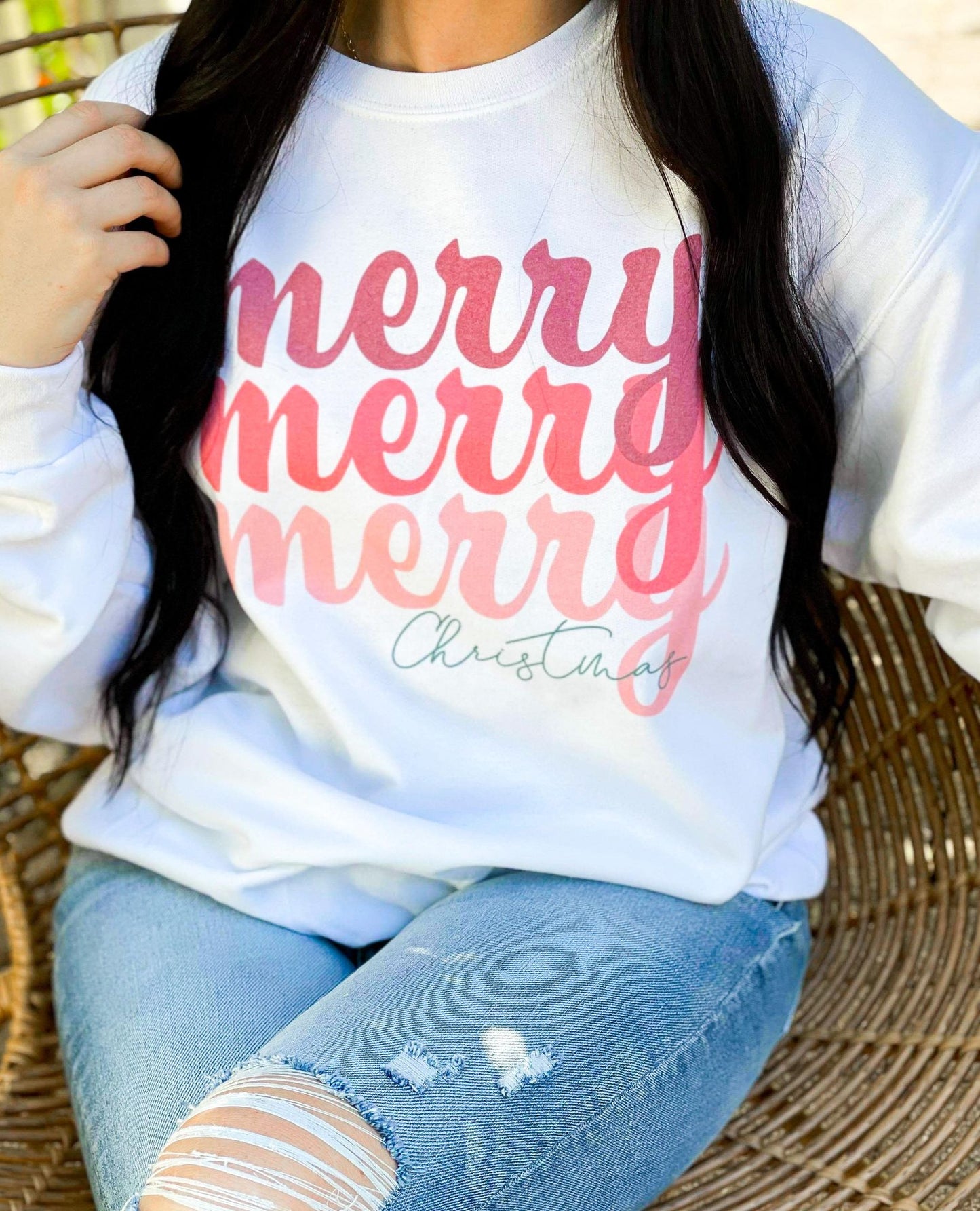 Merry Christmas Red Stacked Sweatshirt