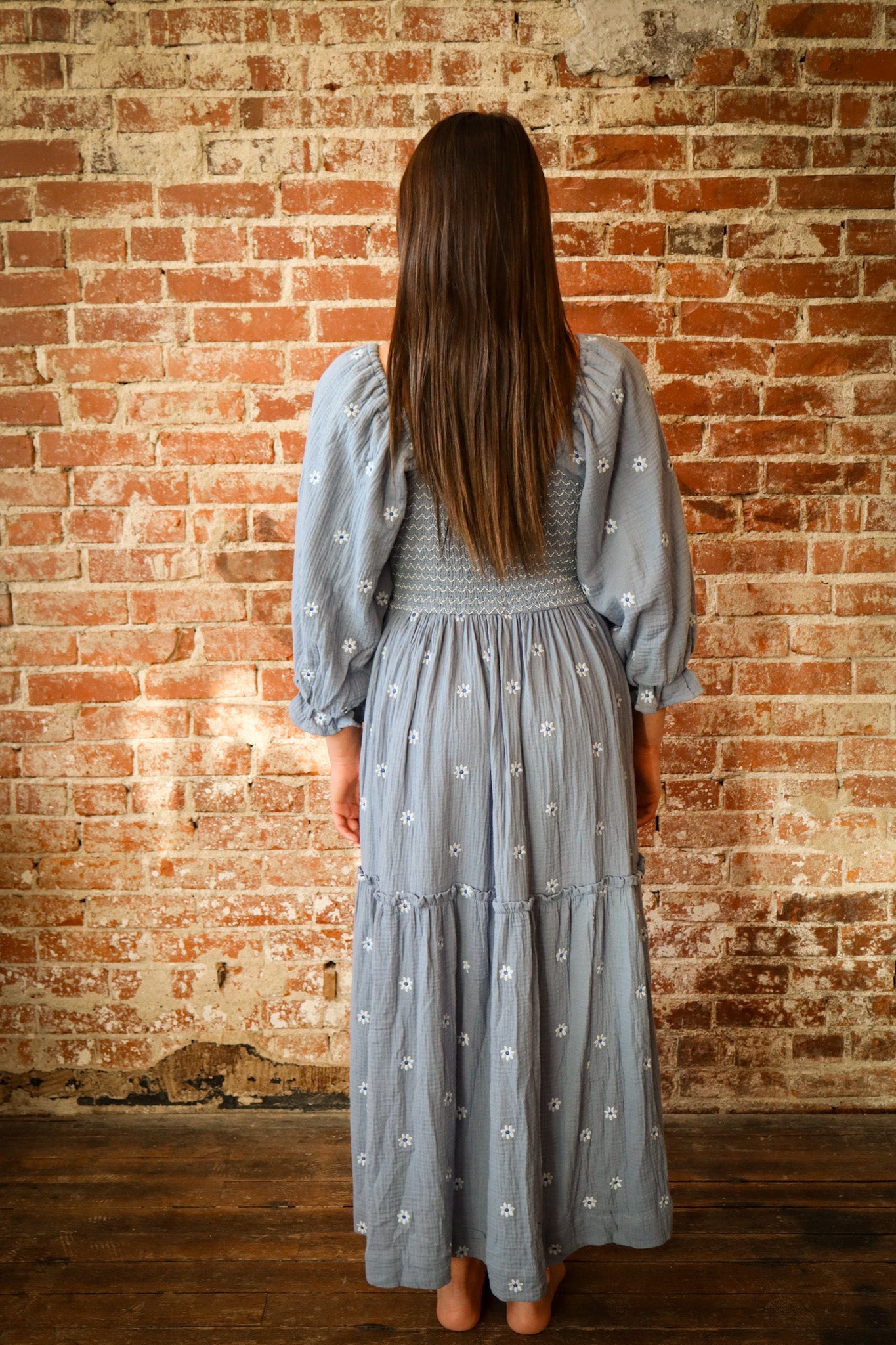 Embroidered Smocked Maxi Dress