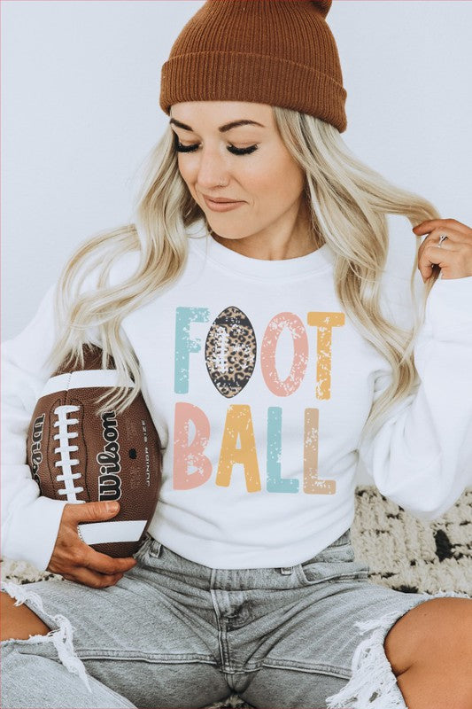 Football Leopard Distressed Colorful Sweatshirt