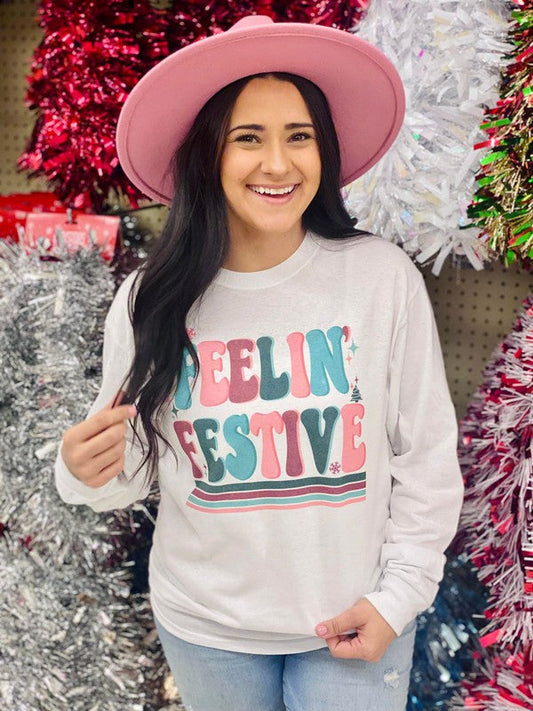 Feelin' Festive Colorful Christmas Long Sleeve