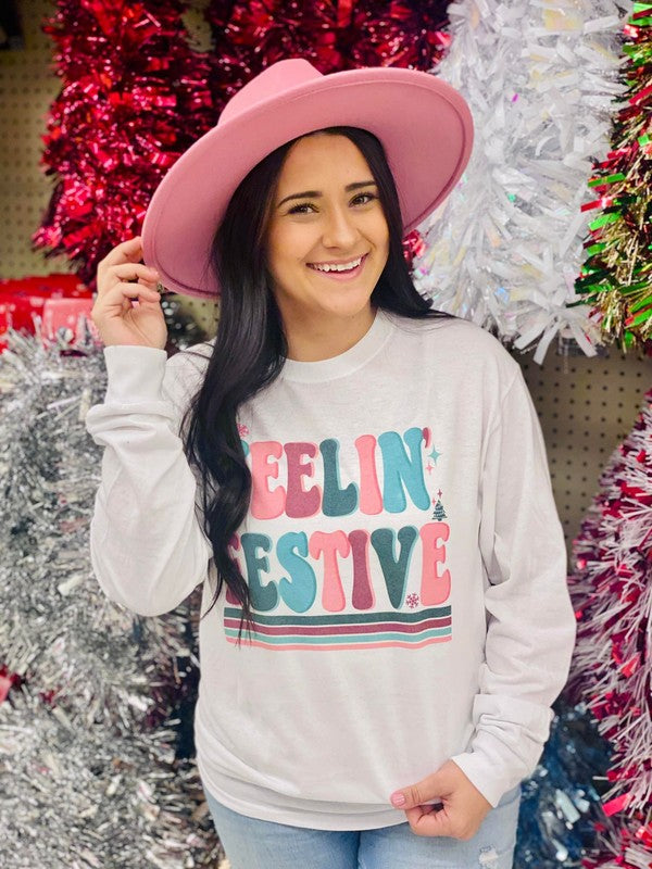 Feelin' Festive Colorful Christmas Long Sleeve