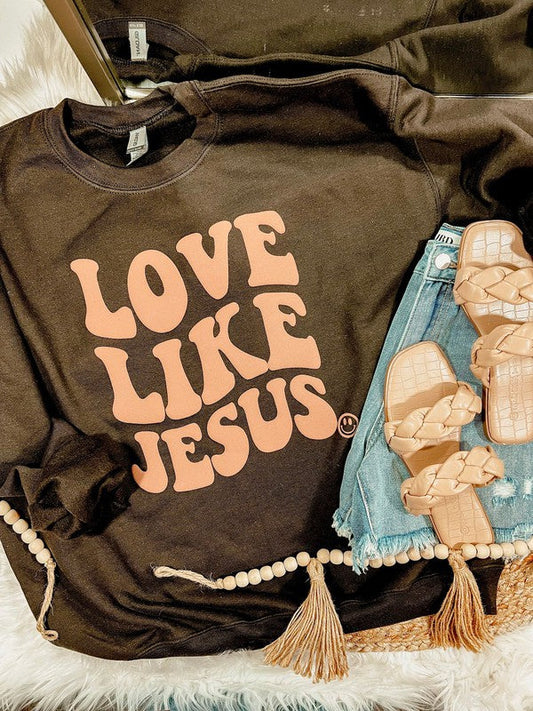 Love Like Jesus Happy Wave Puff Sweatshirt