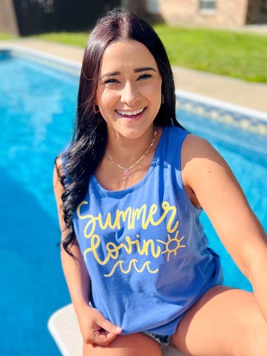 Queen Of Summer Lovin' Yarn Glitter Tank Top
