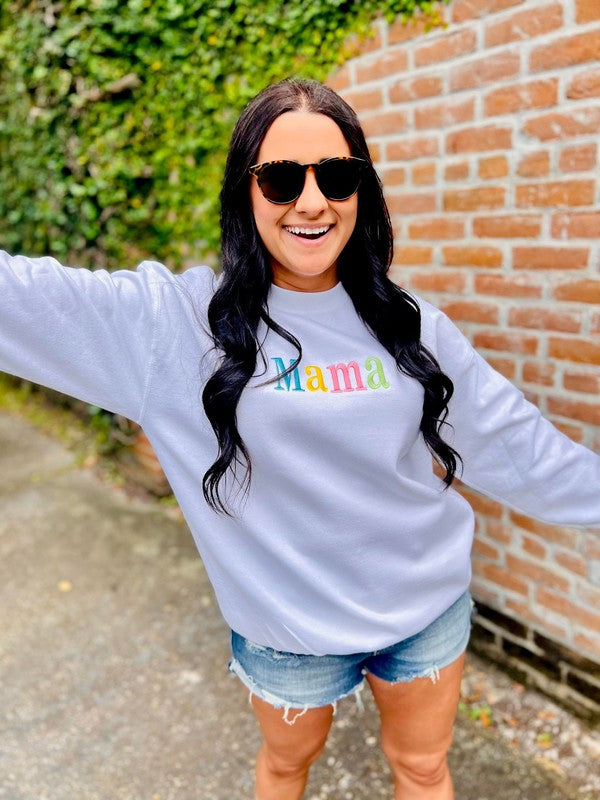 Mama Rainbow Embroidered Sweatshirt