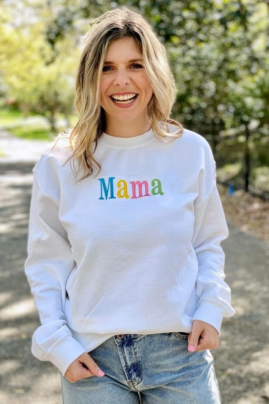 Mama Rainbow Embroidered Sweatshirt