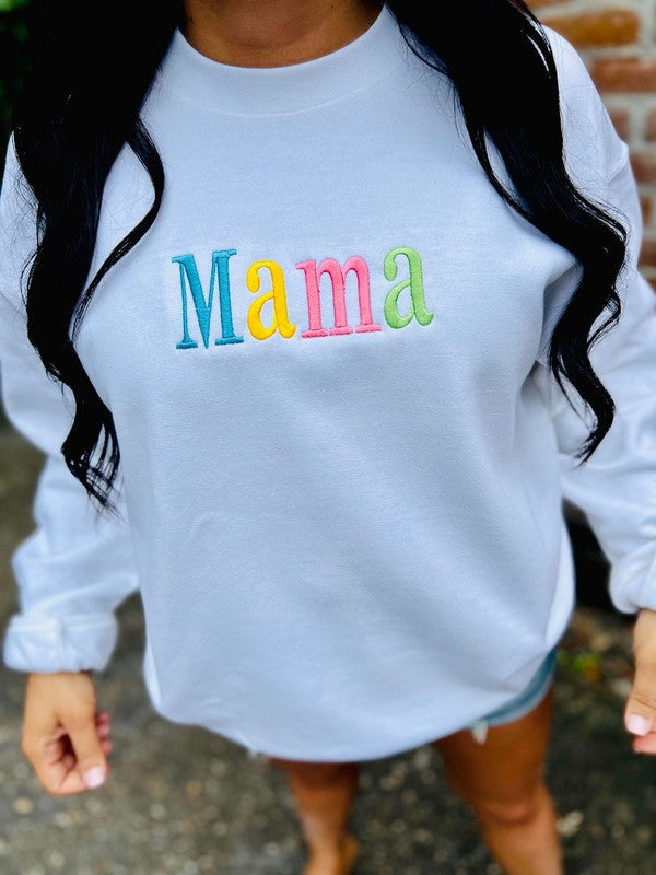 Mama Rainbow Embroidered Sweatshirt