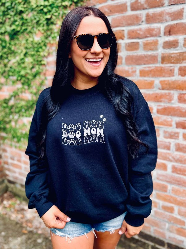 Dog Mom Wave Embroidered Sweatshirt