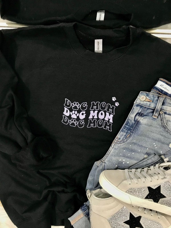 Dog Mom Wave Embroidered Sweatshirt