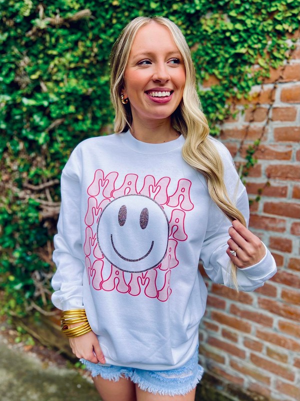 Happy Mama Sublimation Glitter Combo Sweatshirt