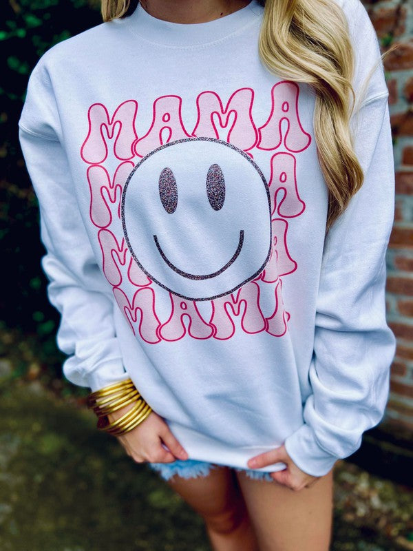 Happy Mama Sublimation Glitter Combo Sweatshirt