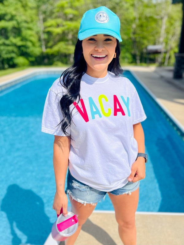 Vacay Neon Multi Colored Puff Tee