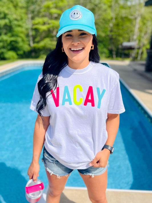 Vacay Neon Multi Colored Puff Tee