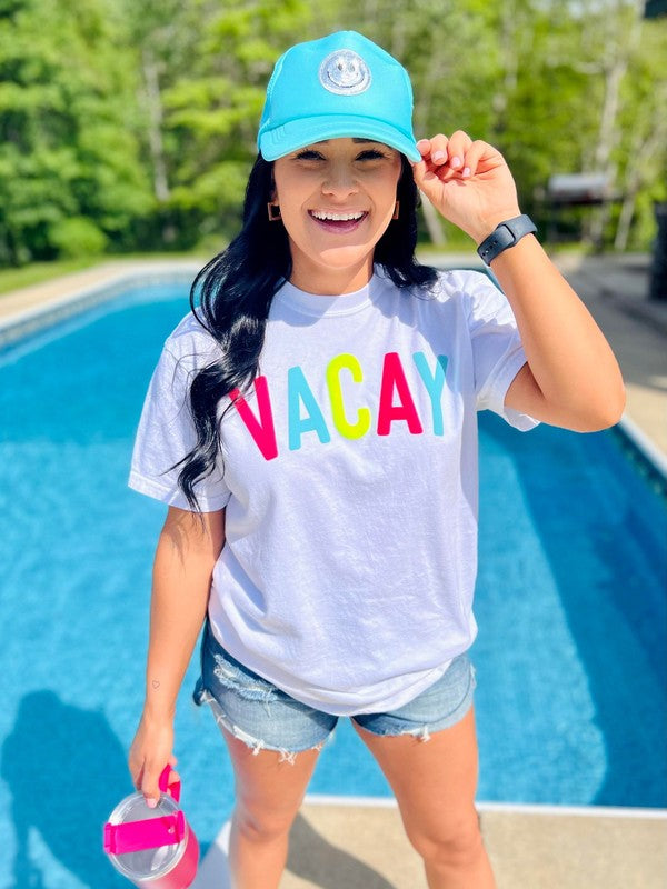 Vacay Neon Multi Colored Puff Tee
