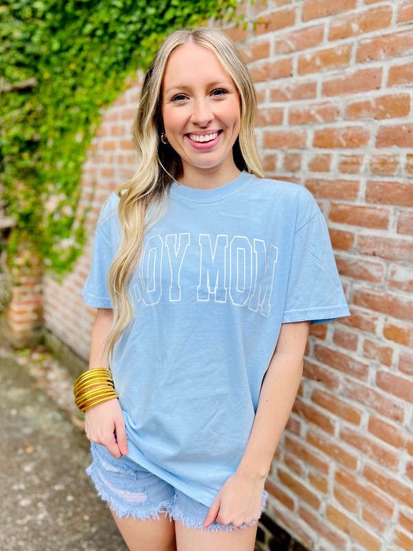 Girl Mom and Boy Mom Pearl Vinyl Varsity Tees