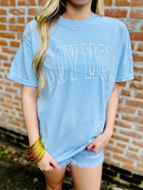 Girl Mom and Boy Mom Pearl Vinyl Varsity Tees