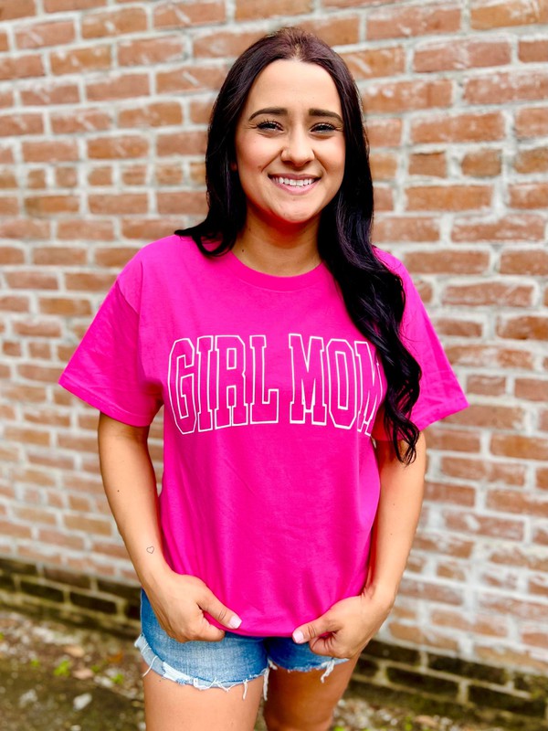 Girl Mom and Boy Mom Pearl Vinyl Varsity Tees