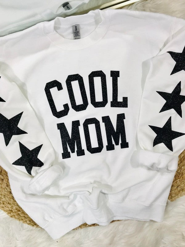 Cool Mom Glitter Sweatshirt With Sleeve Details