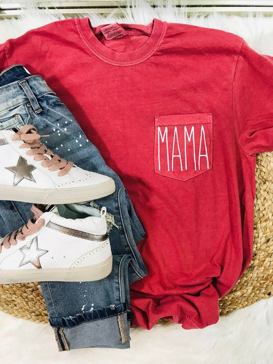 Mama Dunn Font DTF Pocket Tee