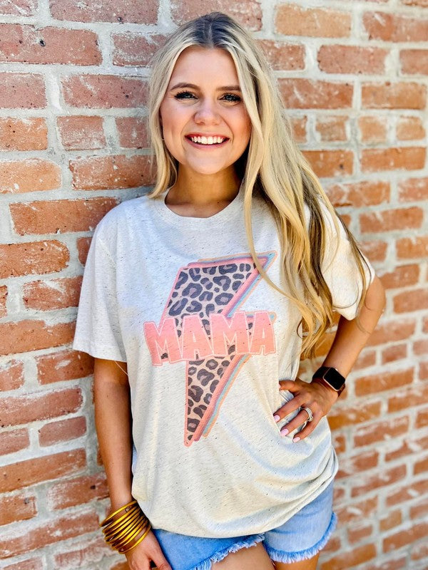 Mama Retro Leopard Lightning Bolt