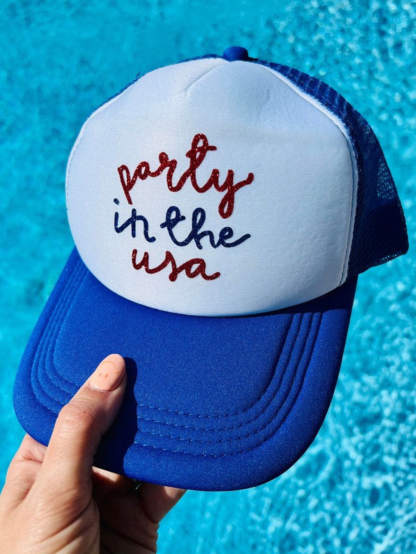 Party In The USA Glitter Trucker Hat
