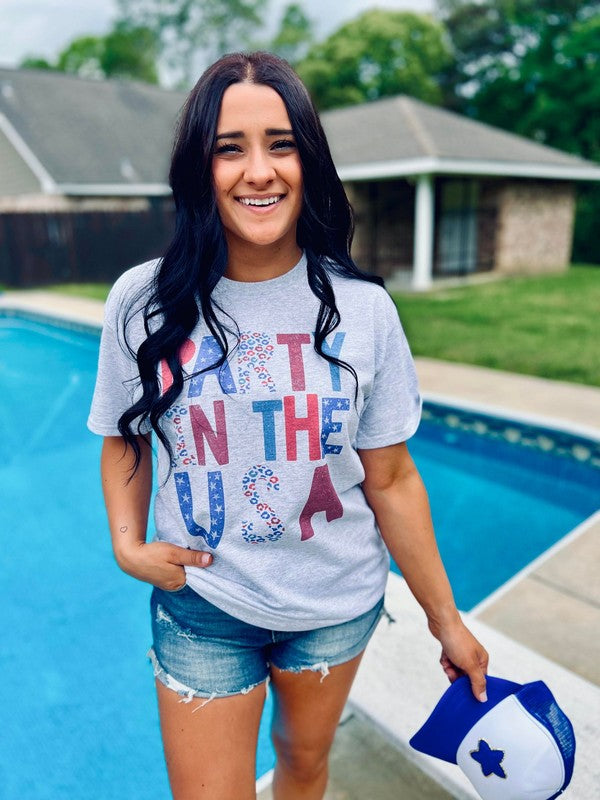 Party In The USA Patriotic Stars & Stripes Leopard