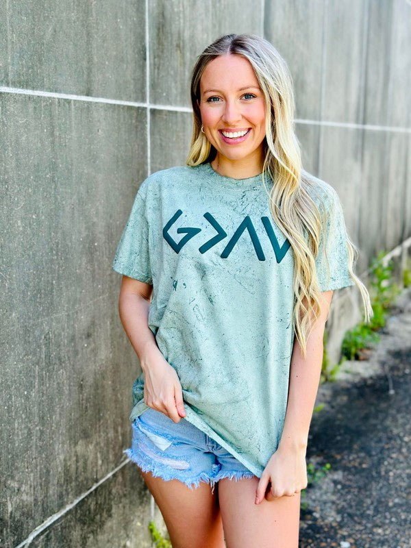 God Is Greater Mineral Wash Puff Tee