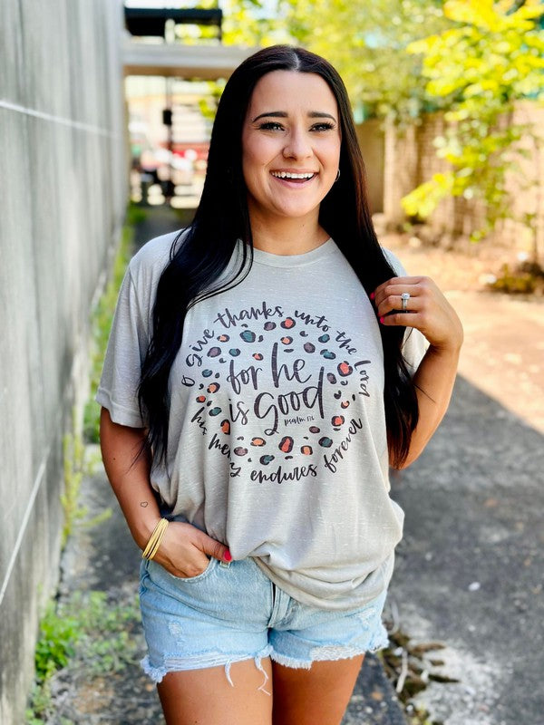 Give Thanks Unto The Lord Leopard Marble Tee