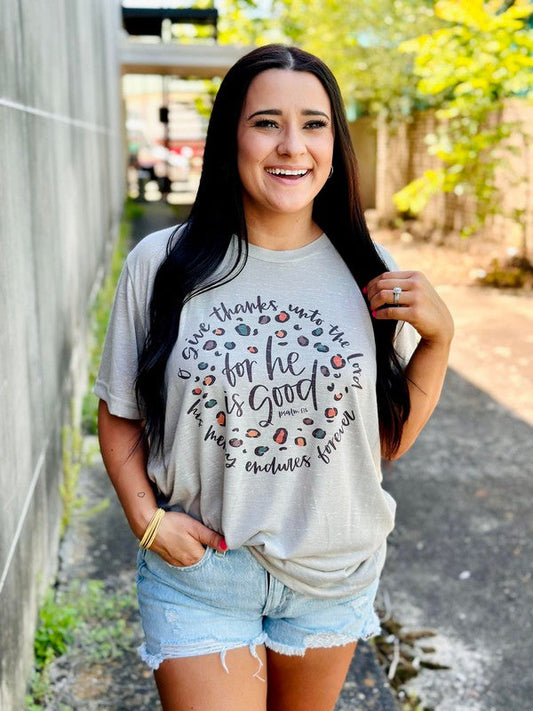 Give Thanks Unto The Lord Leopard Marble Tee