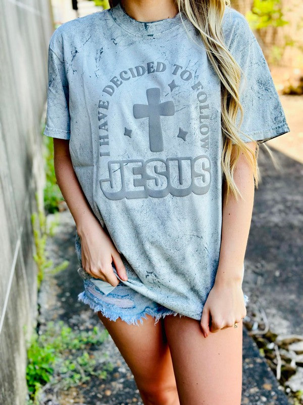 I Have Decided To Follow Jesus Cross Puff Tee
