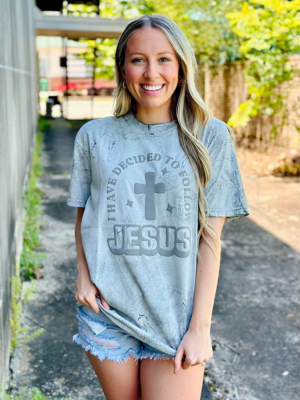 I Have Decided To Follow Jesus Cross Puff Tee