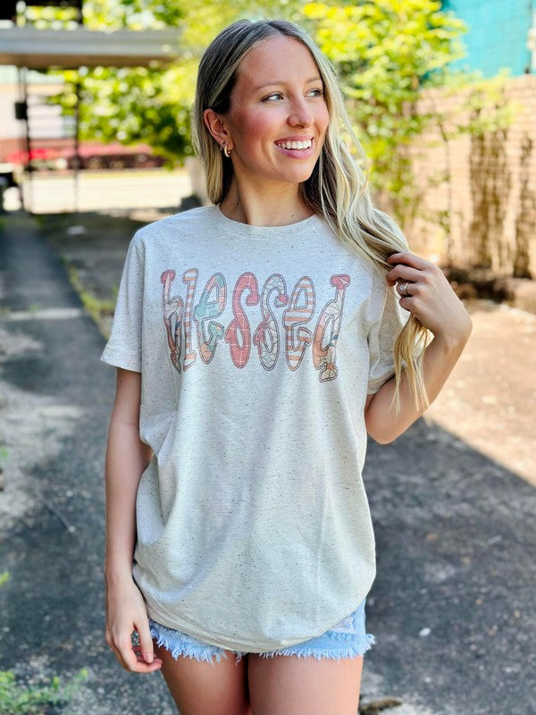 Blessed Floral Pattern Tee