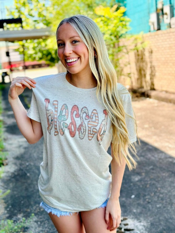 Blessed Floral Pattern Tee