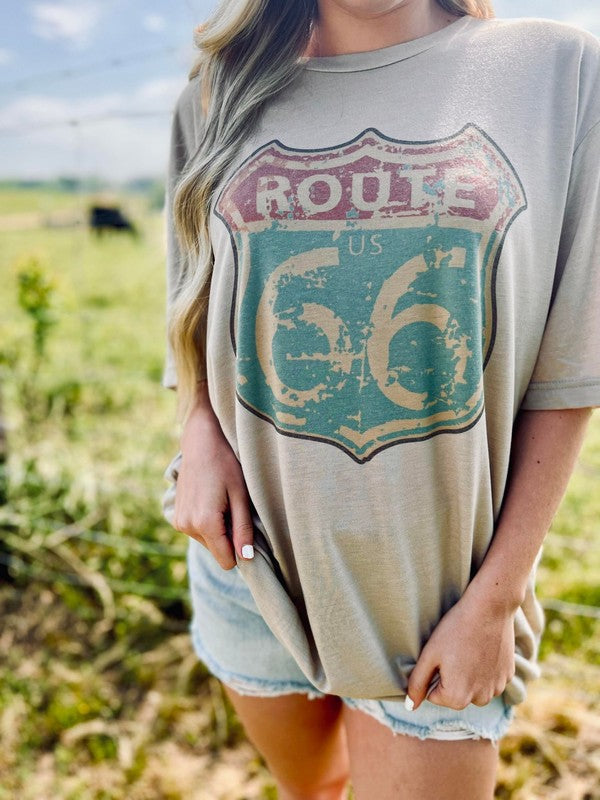 Route 66 Distressed Road Sign Tee