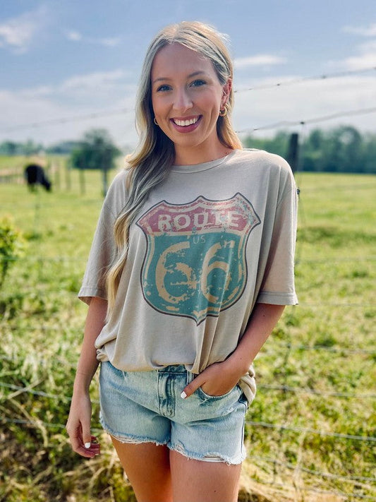 Route 66 Distressed Road Sign Tee