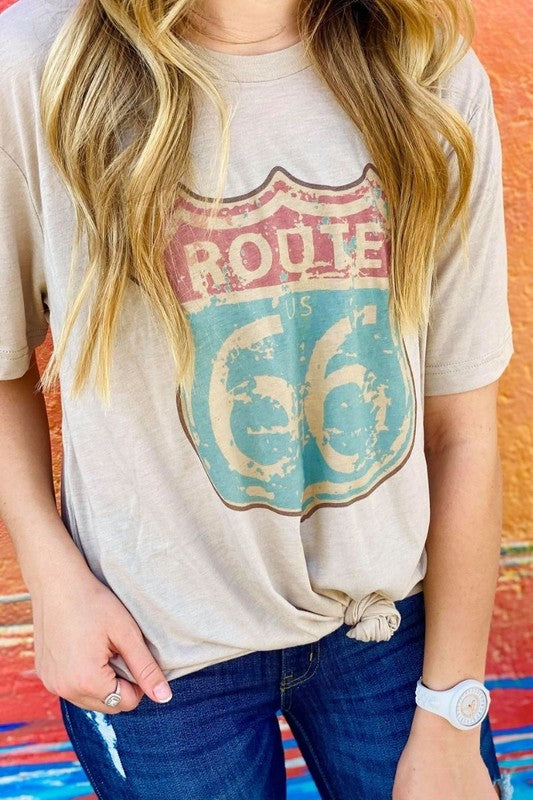 Route 66 Distressed Road Sign Tee