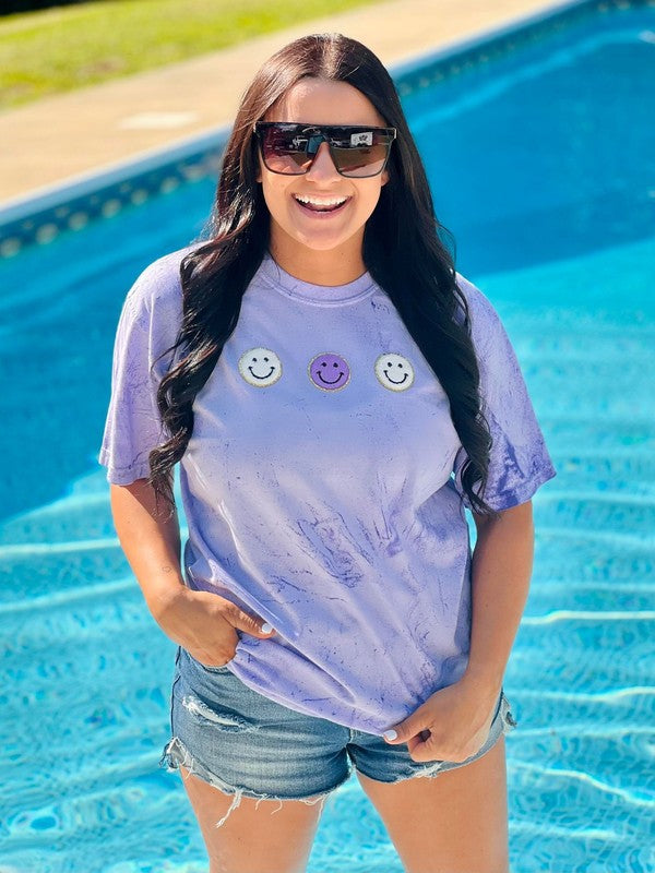 Happy Chenille Patch Mineral Wash Tee