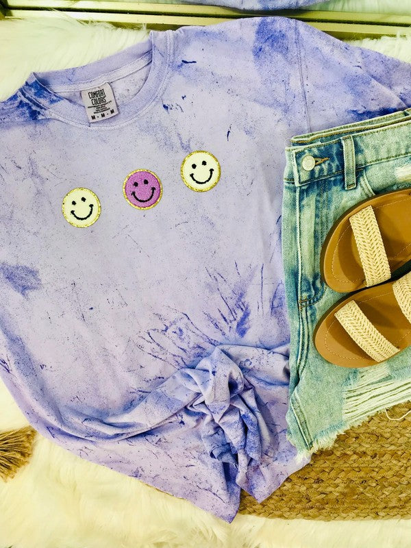 Happy Chenille Patch Mineral Wash Tee