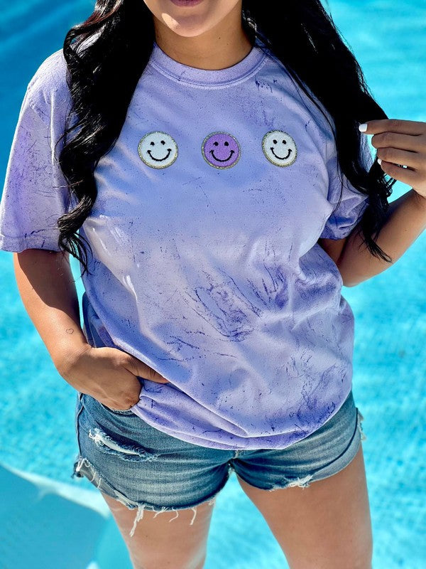 Happy Chenille Patch Mineral Wash Tee