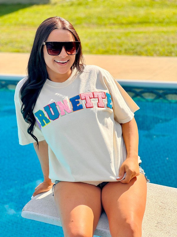 Brunette Multi Colored Varsity Chenille Patch Tee