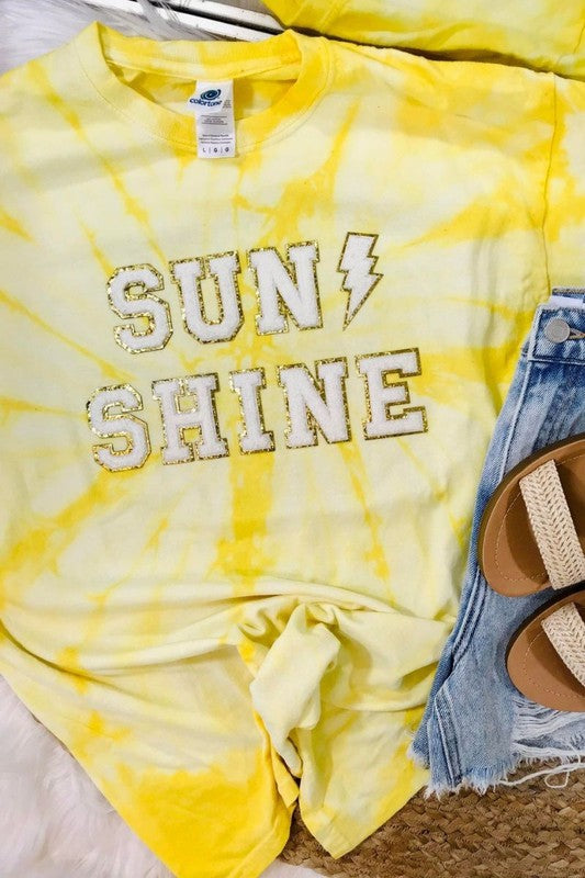 Sunshine Lightning Chenille Patch Tie Dye Tee
