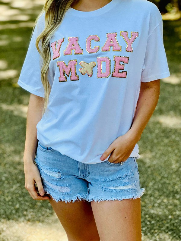Vacay Mode Chenille Airplane Patch Tee