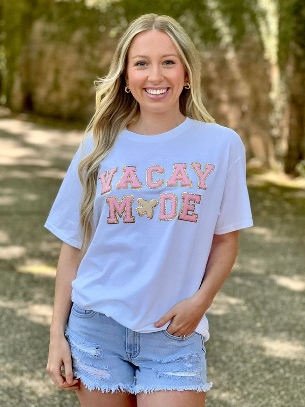 Vacay Mode Chenille Airplane Patch Tee