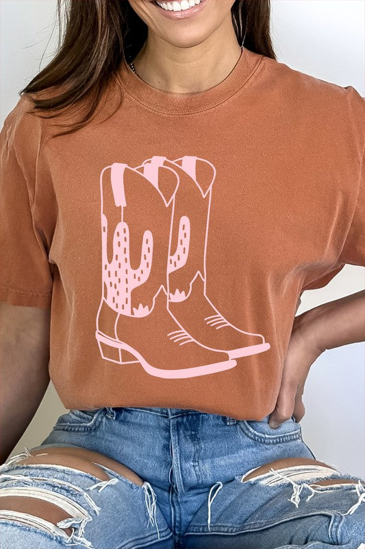 Western Cactus Cowgirl Boots Tee