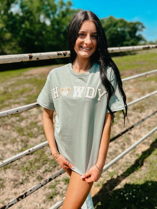 Howdy Cowboy Happy Chenille Patch Tee