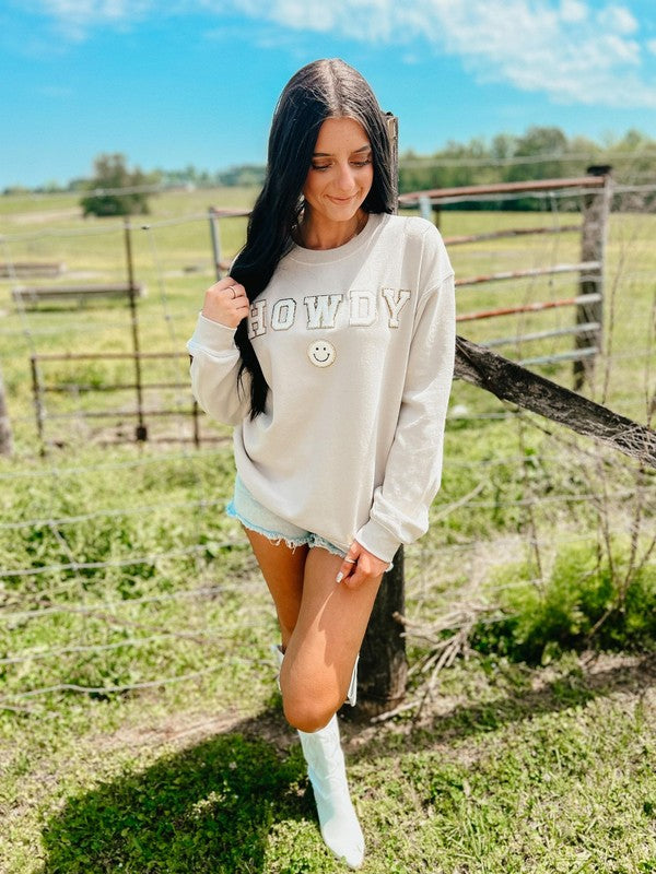 Howdy Happy Chenille patch Sweatshirt